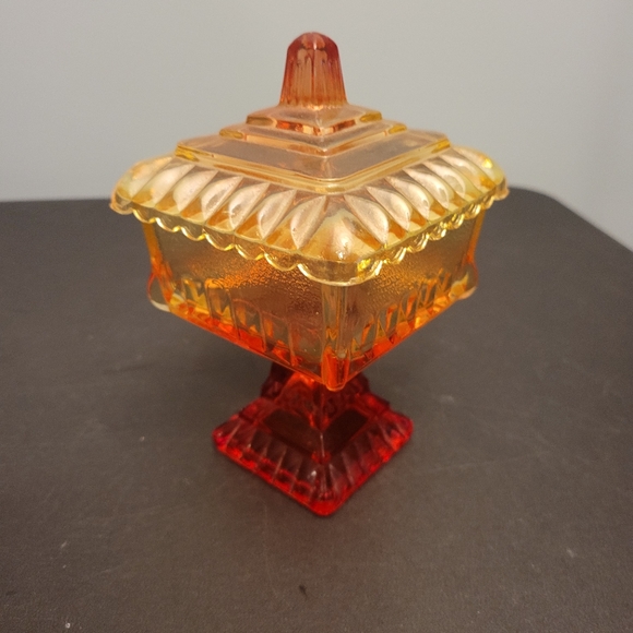 Vintage orange glass candy dish - Picture 2 of 8